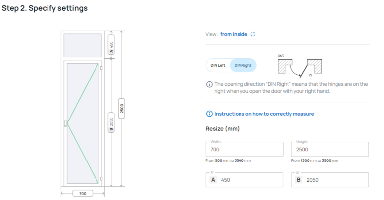 calculation of door cost - choice of opening