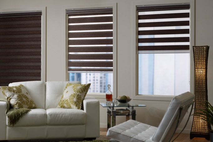 Day-night fabric roller blinds
