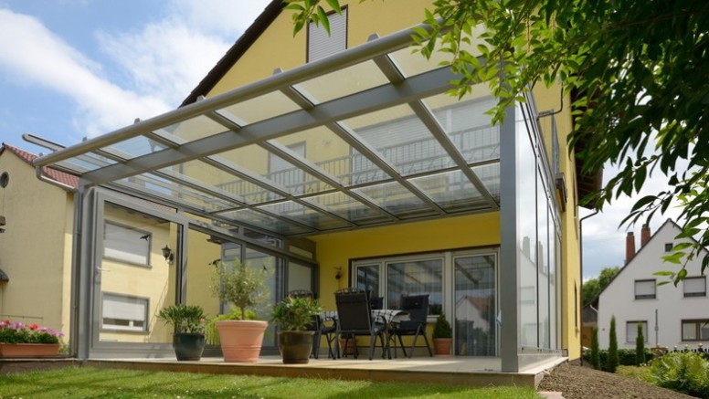 Glazed terrace near a private house