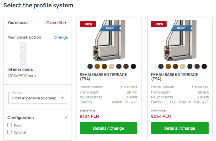 door price calculation - door dimensions