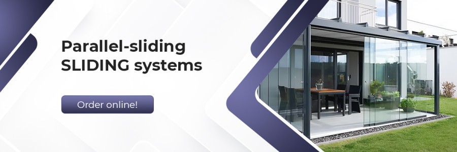 Parallel-sliding frameless system SLIDING