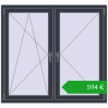 Pricing Okna skrzydłowe 1370x1270 mm REHAU OPTIMUM EURO-DESIGN 70 ANTHRACITE_GREY_STRUKTURAL dwustronny. Price: 594,22 €