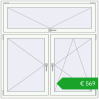 Pricing Tilt-and-Turn 1500x1500 mm REHAU OPTIMUM EURO-DESIGN 70 RAL 9016 Traffic white two-sided. Price: 569,37 €
