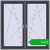 Pricing Tilt-and-Turn 1500x1500 mm REHAU OPTIMUM EURO-DESIGN 70 ANTHRACITE_GREY_STRUKTURAL two-sided. Price: 491,91 €