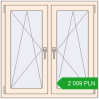 Pricing Tilt-and-Turn 1000x1000 mm REHAU OPTIMUM EURO-DESIGN 70 CREAME_WHITE_50L-2 two-sided. Price: 2 008.79 PLN