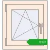 Pricing Tilt-and-Turn 500x545 mm REHAU OPTIMUM EURO-DESIGN 70 CREAME_WHITE_50L-2 two-sided. Price: 107,00 €