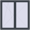 Pricing Tilt-and-Turn 1500x1500 mm REHAU OPTIMUM EURO-DESIGN 70 ANTHRACITE_GREY_STRUKTURAL two-sided