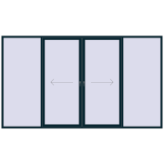 PATIO DOOR REHAU SYNEGO 4020x2300 mm STEEL_BLUE two-sided