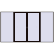 PATIO DOOR REHAU BRILLANT DESIGN 3800x2200 mm BLACK_BROWN two-sided