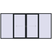 Przesuwane drzwi tarasowe 4000x2000 mm PATIO DOOR REHAU BRILLANT DESIGN BLACK_COOL_110L-2 dwustronny