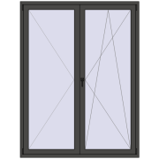 BALCONY DOOR REHAU SYNEGO 1600x2100 mm BASALT_GREY two-sided