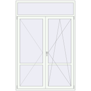 BALCONY DOOR REHAU EURO 70 1600x2400 mm RAL 9016 Traffic white two-sided