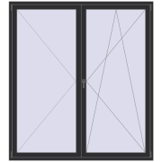 BALCONY DOOR REHAU EURO 70 2000x2200 mm ANTHRACITE_GREY_GLATT two-sided