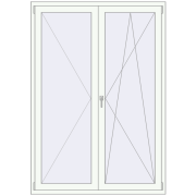 Balcony doors 1400x2000 mm BALCONY DOOR REHAU EURO 70 RAL 9016 Traffic white two-sided