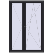 BALCONY DOOR REHAU SYNEGO 1400x2100 mm BLACK_ULTI-MATT two-sided