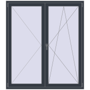 BALCONY DOOR REHAU EURO 70 1580x1790 mm ANTHRACITE_GREY_STRUKTURAL two-sided