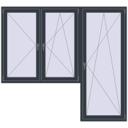BALCONY DOOR REHAU EURO 70 2300x2100 mm ANTHRACITE_GREY_STRUKTURAL two-sided
