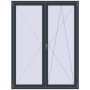 BALCONY DOOR REHAU EURO 60 1600x2100 mm ANTHRACITE_GREY_STRUKTURAL two-sided