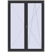 Balcony doors 1500x2100 mm BALCONY DOOR REHAU EURO 70 ANTHRACITE_GREY_GLATT two-sided