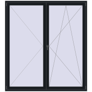 BALCONY DOOR REHAU EURO 70 2000x2200 mm BLACK_COOL_110L-2 two-sided