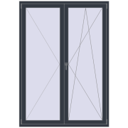 BALCONY DOOR REHAU EURO 70 1500x2100 mm ANTHRACITE_GREY_STRUKTURAL two-sided
