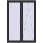 BALCONY DOOR REHAU SYNEGO 1500x2200 mm ANTHRACITE_GREY_GLATT two-sided