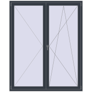 Drzwi balkonowe 1700x2100 mm BALCONY DOOR REHAU EURO 70 ANTHRACITE_GREY_STRUKTURAL dwustronny