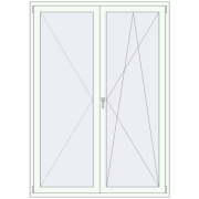 BALCONY DOOR REHAU EURO 70 1450x2075 mm RAL 9016 Traffic white two-sided