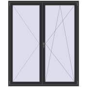 Drzwi balkonowe 1740x2100 mm BALCONY DOOR REHAU SYNEGO ANTHRACITE_GREY_GLATT dwustronny