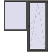 BALCONY DOOR REHAU EURO 70 1900x2200 mm BASALT_GREY two-sided