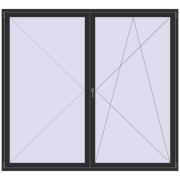 BALCONY DOOR REHAU EURO 70 2400x2200 mm BLACK_STRUCTURAL two-sided