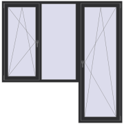 BALCONY DOOR REHAU EURO 70 2200x2225 mm ANTHRACITE_GREY_GLATT two-sided