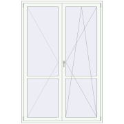 BALCONY DOOR REHAU EURO 70 1600x2400 mm RAL 9016 Traffic white two-sided