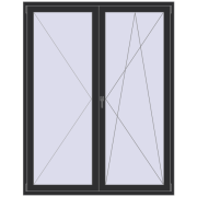 Drzwi balkonowe 1600x2050 mm BALCONY DOOR REHAU EURO 70 ANTHRACITE_GREY_GLATT dwustronny
