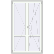 BALCONY DOOR REHAU EURO 70 1285x2210 mm RAL 9016 Traffic white two-sided