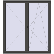 BALCONY DOOR REHAU EURO 70 2000x2200 mm BASALT_GREY two-sided
