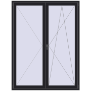 BALCONY DOOR REHAU SYNEGO 1600x2100 mm BLACK_ULTI-MATT two-sided
