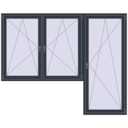 BALCONY DOOR REHAU SYNEGO 2600x2100 mm ANTHRACITE_GREY_STRUKTURAL two-sided