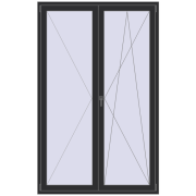 Drzwi balkonowe 1450x2300 mm BALCONY DOOR REHAU SYNEGO ANTHRACITE_GREY_GLATT dwustronny