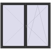 BALCONY DOOR REHAU SYNEGO 2300x2100 mm BLACK_STRUCTURAL two-sided