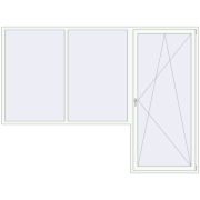 BALCONY DOOR REHAU EURO 70 3080x2300 mm RAL 9016 Traffic white two-sided