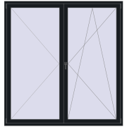 Balcony doors 2000x2100 mm BALCONY DOOR REHAU EURO 70 BLACK_COOL_110L-2 two-sided