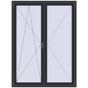 Balcony doors 1500x2000 mm BALCONY DOOR REHAU EURO 70 ANTHRACITE_GREY_GLATT two-sided