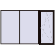 Balcony doors 3200x2100 mm BALCONY DOOR REHAU EURO 70 BLACK_BROWN two-sided