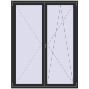 BALCONY DOOR REHAU EURO 70 1600x2100 mm BLACK_STRUCTURAL two-sided