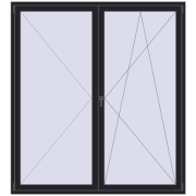 Balcony doors 2000x2200 mm BALCONY DOOR REHAU SYNEGO BLACK_ULTI-MATT two-sided