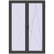 BALCONY DOOR REHAU SYNEGO 1500x2200 mm BASALT_GREY two-sided