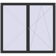 BALCONY DOOR REHAU EURO 70 2400x2200 mm ANTHRACITE_GREY_GLATT two-sided