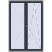 BALCONY DOOR REHAU SYNEGO 1500x2200 mm ANTHRACITE_GREY_STRUKTURAL two-sided