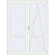 BALCONY DOOR REHAU EURO 70 1600x2100 mm RAL 9016 Traffic white two-sided